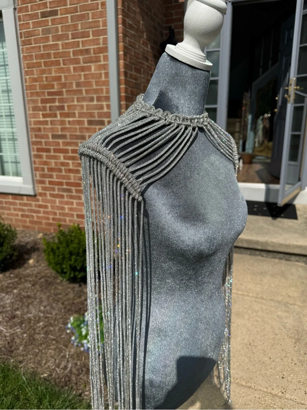 Crystal Fringe Statement Collar Cape - Silver Sparkly Stunning!